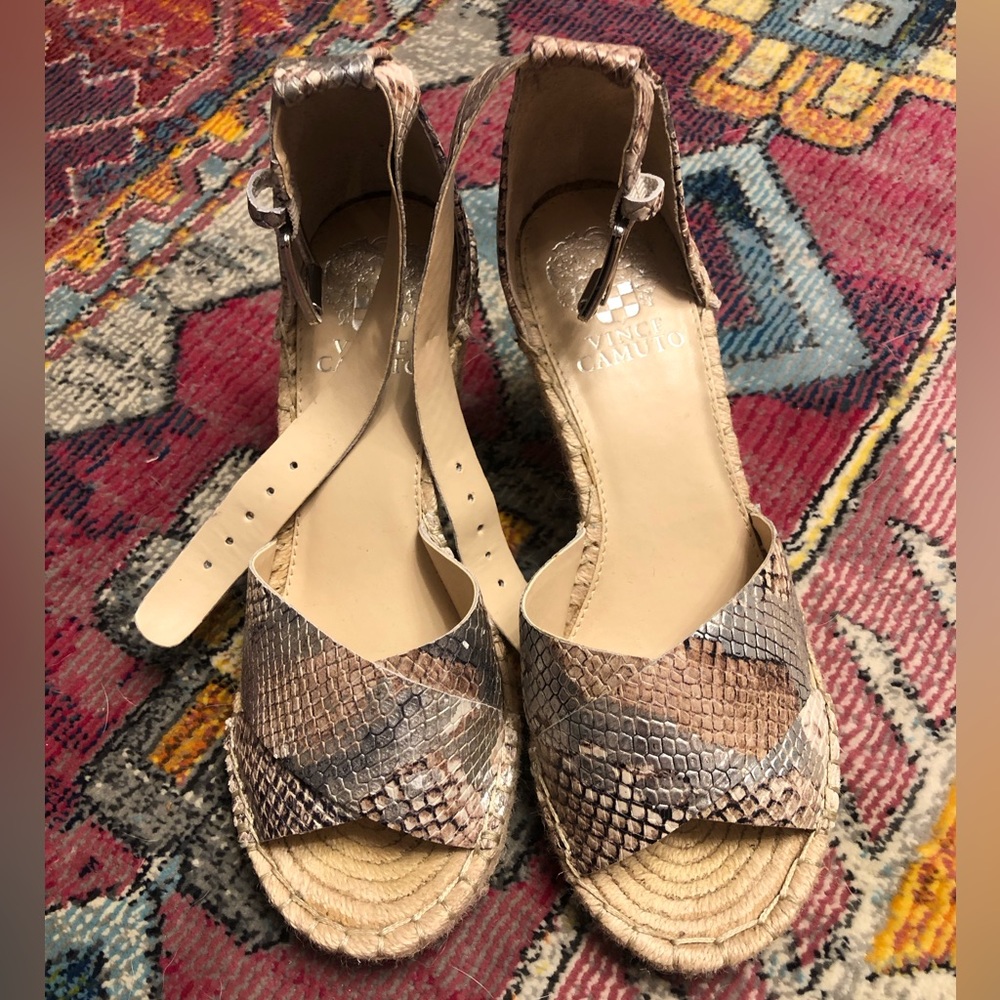 Vince Camuto Metallic Snake Espadrilles.  Like New.